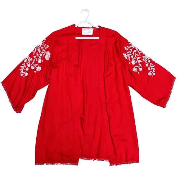 ❤️California Moonrise Bohemian Red Embroidered Size Small Kimono - Picture 1 of 8
